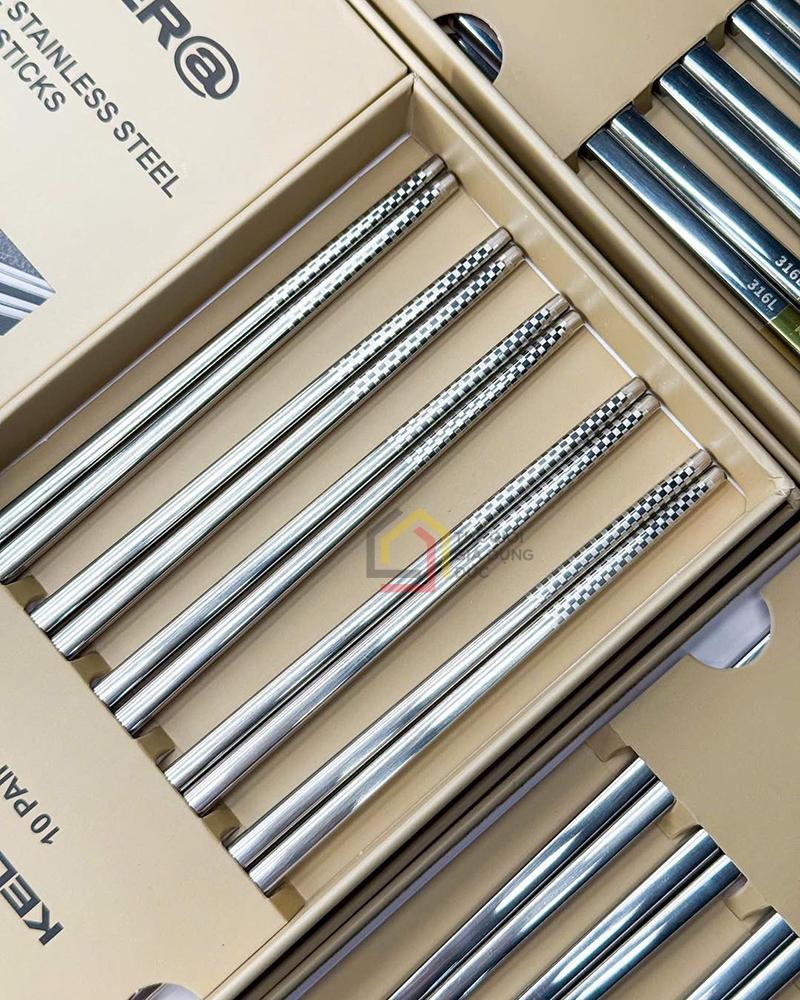 set-10-doi-dua-inox-cao-cap-keller (7) Set 10 đôi đũa inox cao cấp Keller@