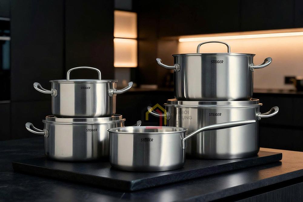 Bộ nồi Steiger Element đúc liền nguyên khối 5 đáy sét 5 món