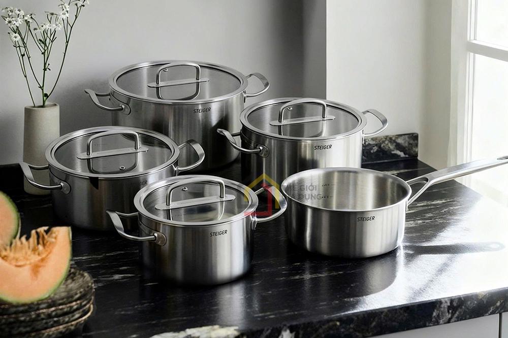 Bộ nồi Steiger Element đúc liền nguyên khối 5 đáy sét 5 món