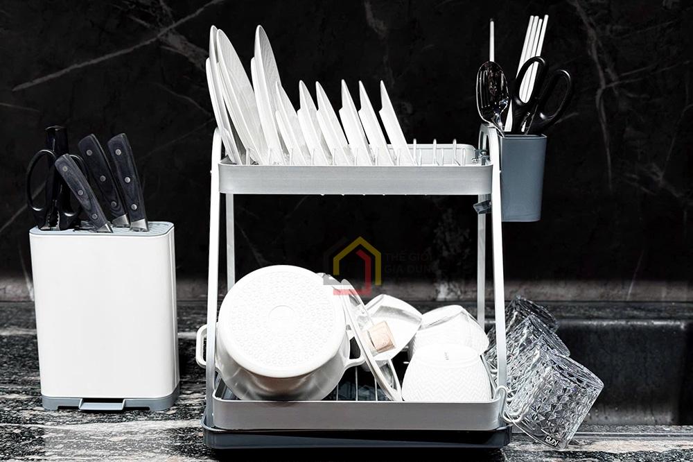 Kệ bát đĩa 2 tầng 2Lock 2-Tier Aluminum Dish Rack