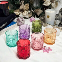 Set 6 cốc thủy tinh màu Irriss họa tiết Charm Bossa 04T 310ml