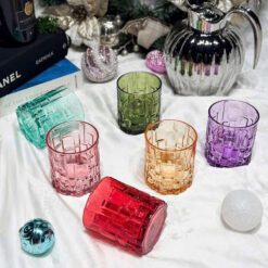 Set 6 cốc thủy tinh màu Irriss họa tiết Charm Bossa 04T 310ml