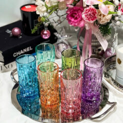 Set 6 cốc thủy tinh pha lê màu cao cầu vồng 04C 320ml