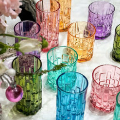 Set 6 cốc thủy tinh pha lê màu cao cầu vồng 04C 320ml