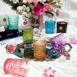 Set 6 cốc thủy tinh pha lê màu Irris Beaded Charm 02T 320ml