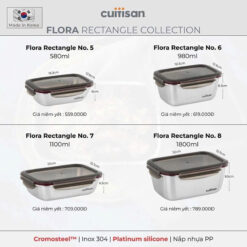 Hộp đựng thực phẩm Cuitisan Flora Rectangle EC7-FS07 1100ml