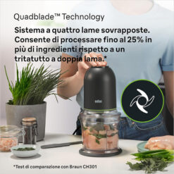 Máy xay thịt đa năng Braun 0.5L CH3011BK nhỏ gọn, mạnh mẽ, tiện lợi cho mọi căn bếp