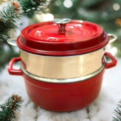 Nồi gang đỏ 27cm Happiness - tặng kèm xửng hấp chính hãng