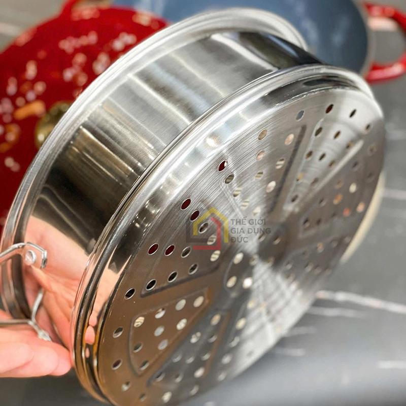 noi-gang-kem-xung-hap-happiness-23cm (2) Nồi gang kèm xửng hấp Happiness 23cm