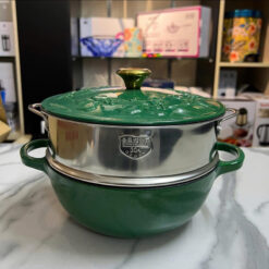 Nồi gang kèm xửng hấp Happiness 23cm