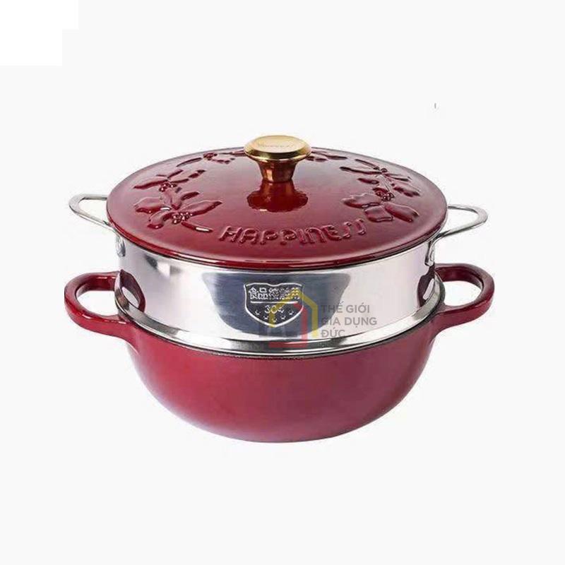noi-gang-kem-xung-hap-happiness-23cm (5) Nồi gang kèm xửng hấp Happiness 23cm