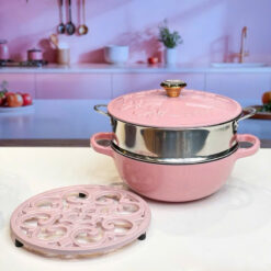 Nồi gang kèm xửng hấp Happiness 23cm