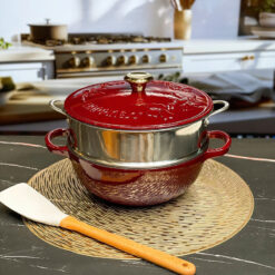 Nồi gang kèm xửng hấp Happiness 23cm