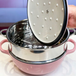 Nồi gang kèm xửng hấp Happiness 23cm