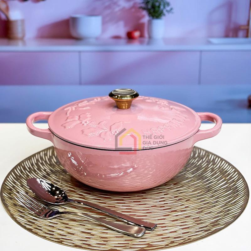 noi-gang-kem-xung-hap-happiness-23cm (9) Nồi gang kèm xửng hấp Happiness 23cm