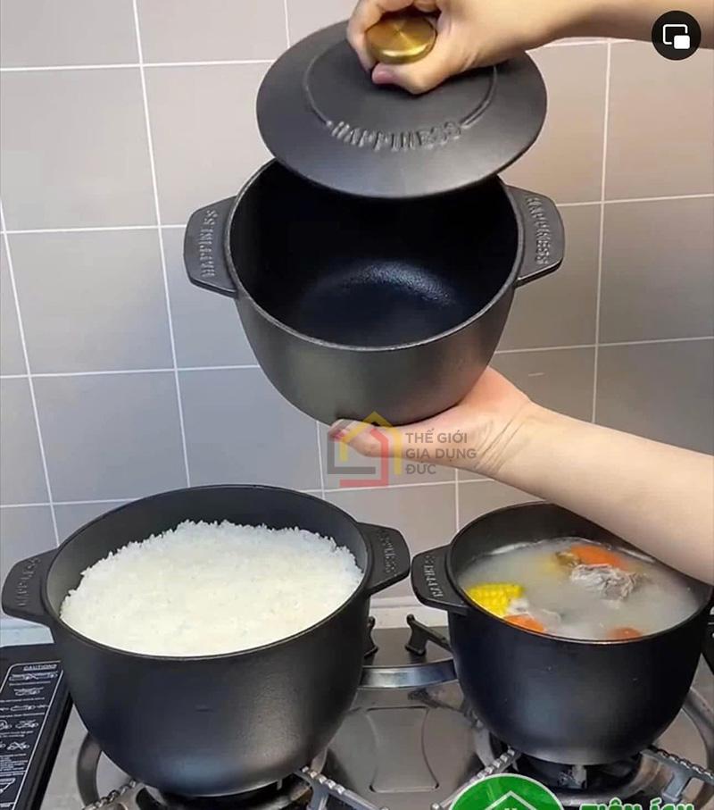 noi-gang-tho-nguyen-khoi-chong-dinh-happiness-20cm (3) Nồi gang thô nguyên khối chống dính Happiness 20cm