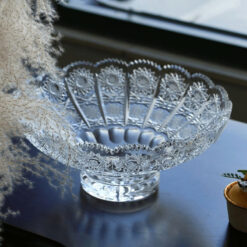 Set pha lê mài Bohemia gồm lọ hoa và chân bồng