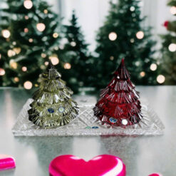 Thố pha lê hình cây thông Noel Tree Bohemia đk 16,5cm