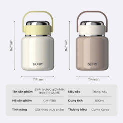 Bình giữ nhiệt đựng thức ăn/ ủ cháo Gume GM-F188 800ml