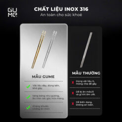 Bộ 10 đôi đũa inox 316 hoa văn chống trơn GUME GM-D1882 (màu bạc)