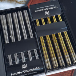 Bộ 10 đôi đũa inox 316 hoa văn chống trơn GUME GM-D1882 (màu vàng)