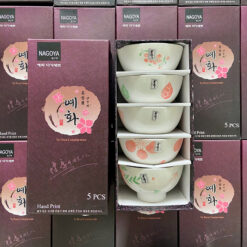 Bộ 5 bát gốm sứ vẽ tay 100% Nagoya Nhật Bản