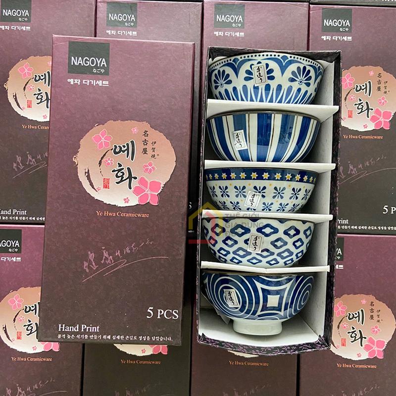 bo-5-bat-gom-su-ve-tay-100-nagoya-nhat (5) Bộ 5 bát gốm sứ vẽ tay 100% Nagoya Nhật Bản