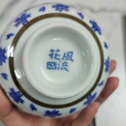 Bộ 5 bát gốm sứ vẽ tay 100% Nagoya Nhật Bản