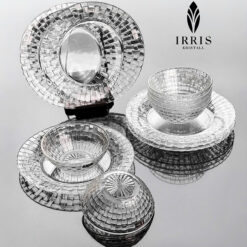 Set 12 món bát đĩa thuỷ tinh pha lê màu cao cấp IRRIS DE