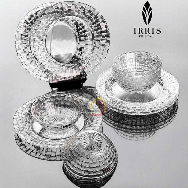 set-12-mon-bat-dia-thuy-tinh-pha-le-mau-irris-de (1) Set 12 món bát đĩa thuỷ tinh pha lê màu cao cấp IRRIS DE