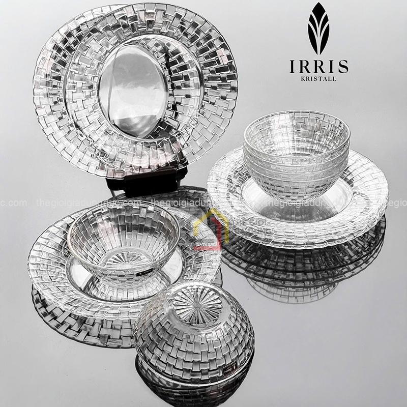 set-12-mon-bat-dia-thuy-tinh-pha-le-mau-irris-de (1) Set 12 món bát đĩa thuỷ tinh pha lê màu cao cấp IRRIS DE