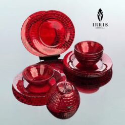 Set 12 món bát đĩa thuỷ tinh pha lê màu cao cấp IRRIS DE