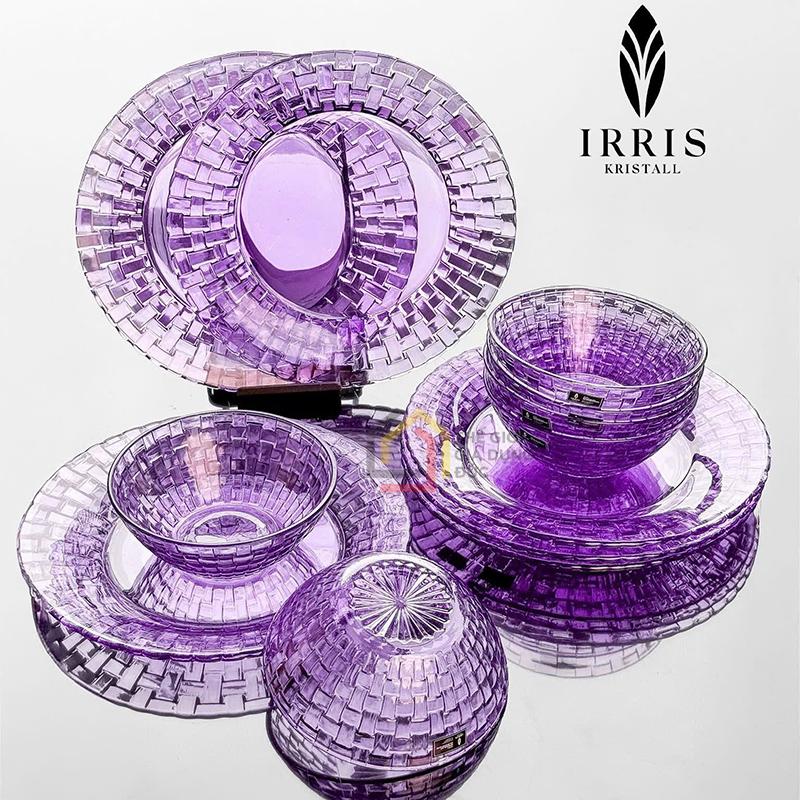 set-12-mon-bat-dia-thuy-tinh-pha-le-mau-irris-de (2) Set 12 món bát đĩa thuỷ tinh pha lê màu cao cấp IRRIS DE
