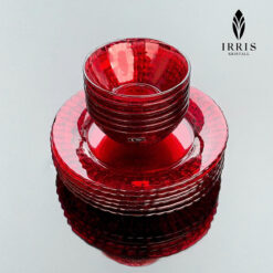 Set 12 món bát đĩa thuỷ tinh pha lê màu cao cấp IRRIS DE