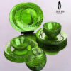 Set 12 món bát đĩa thuỷ tinh pha lê màu cao cấp IRRIS DE