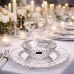 Set 12 món bát đĩa thuỷ tinh pha lê màu cao cấp IRRIS DE