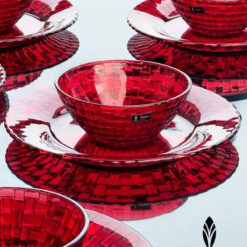 Set 12 món bát đĩa thuỷ tinh pha lê màu cao cấp IRRIS DE