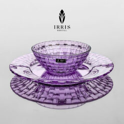 Set 12 món bát đĩa thuỷ tinh pha lê màu cao cấp IRRIS DE