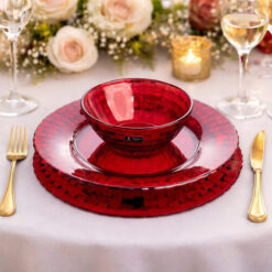 Set 12 món bát đĩa thuỷ tinh pha lê màu cao cấp IRRIS DE