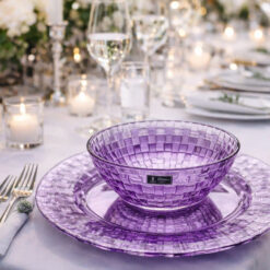 Set 12 món bát đĩa thuỷ tinh pha lê màu cao cấp IRRIS DE