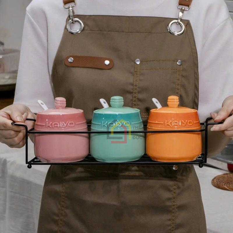 set-3-hu-gia-vi-kaiyo-rainbowl (2) Set 3 hũ gia vị Kaiyo Rainbowl 300ml có thìa