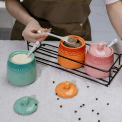 Set 3 hũ gia vị Kaiyo Rainbowl 300ml có thìa