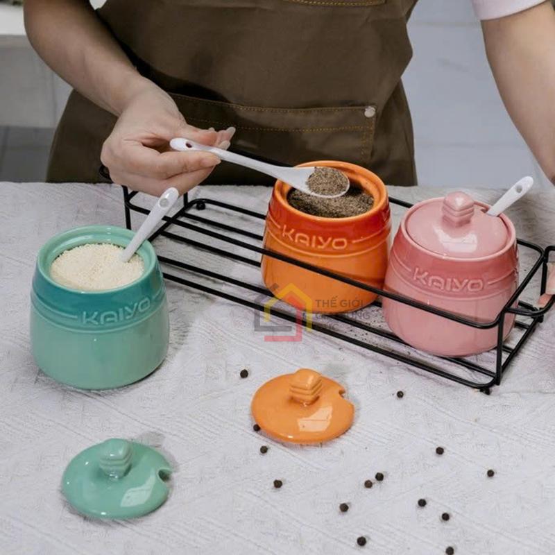 set-3-hu-gia-vi-kaiyo-rainbowl (4) Set 3 hũ gia vị Kaiyo Rainbowl 300ml có thìa