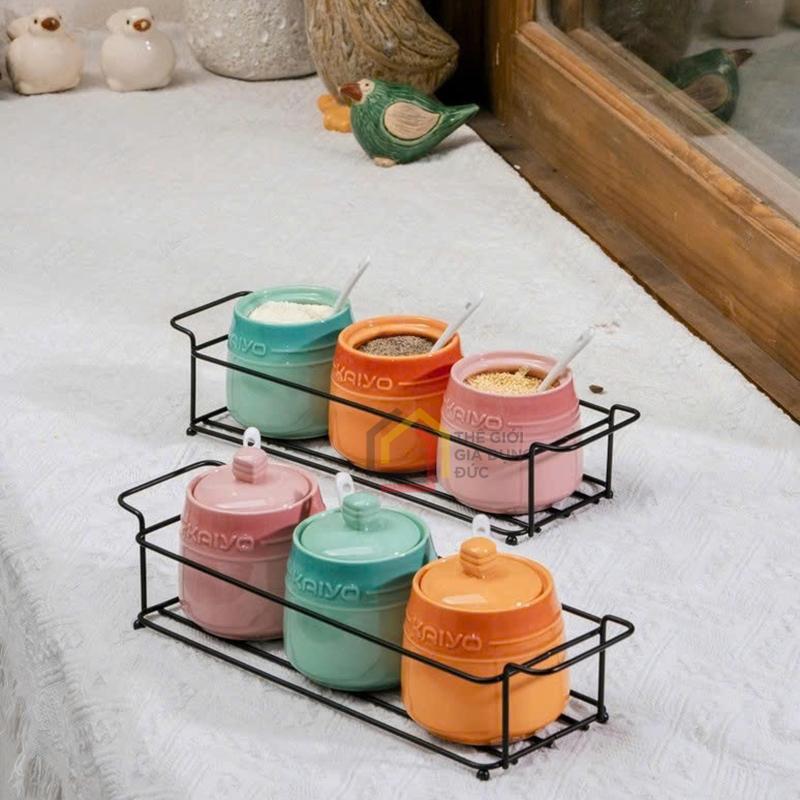 set-3-hu-gia-vi-kaiyo-rainbowl (6) Set 3 hũ gia vị Kaiyo Rainbowl 300ml có thìa