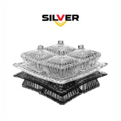 Set 4 thố kèm khay pha lê Silver (màu trắng)