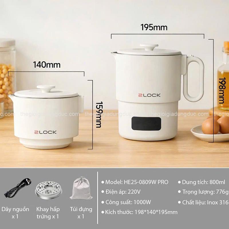 am-ca-nau-gap-gon-2lock-korea-800ml (5) Ấm/ca nấu gấp gọn 2Lock Korea 800ml