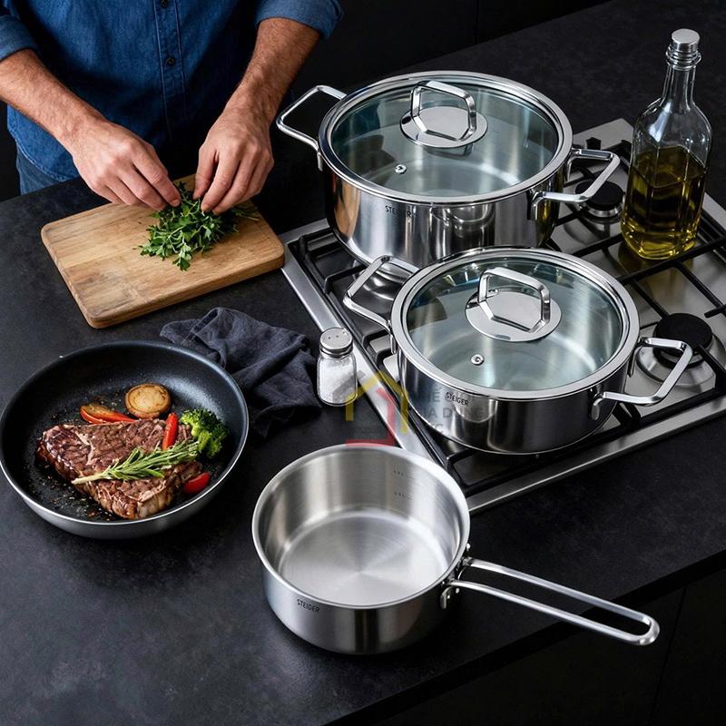 bo-noi-steiger-nova-5-mon (2) Bộ nồi Steiger Nova 5 món (4 nồi, 1 quánh)