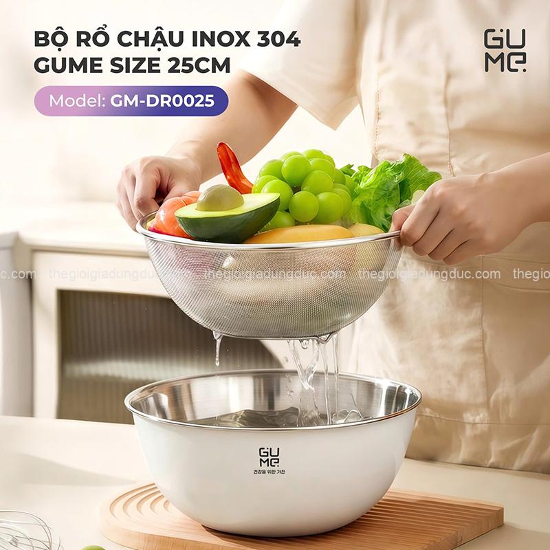 bo-ro-chau-inox-304-gume-gm-dr0025-25cm (1) Bộ rổ chậu inox 304 Gume GM-DR0025 25cm