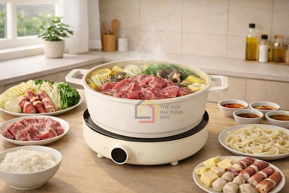 Combo bếp từ và nồi lẩu 2LOCK Korea (nồi 1 ngăn)