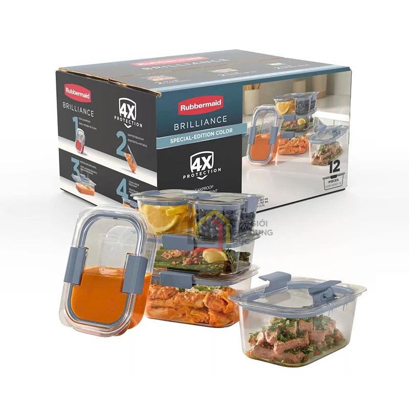 set-hop-tru-thuc-pham-rubbermaid-brilliance-tritan-12-mon (1) Set hộp trữ thực phẩm Rubbermaid Brilliance Tritan 12 món